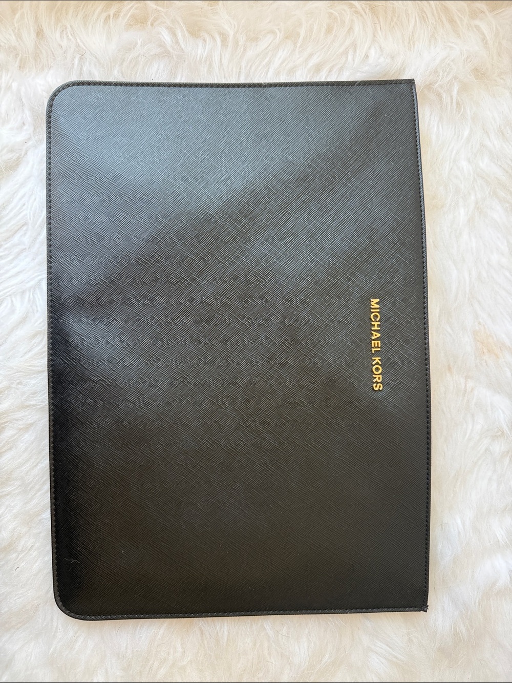 Michael Kors Black Saffiano Leather Laptop Folio with Gold Logo
